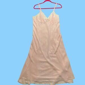 Oscar De La Renta blush Pink Lace-Trimmed Slip Dress Size L Womens gown